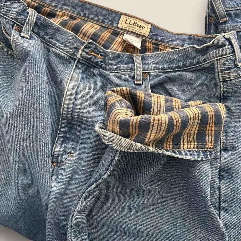 Vintage L.L.Bean Flannel Lined Natural Fit Jeans Gorpcore Old money  40 x 30